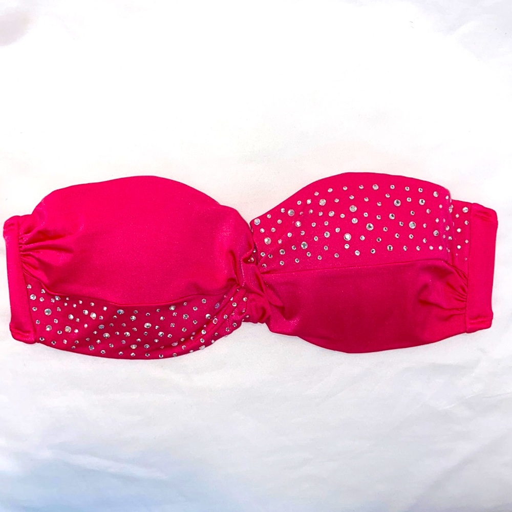 Victorias Secret Pink Rhinestone Strapless Bikini/Swimsuit Top - Size 34C
